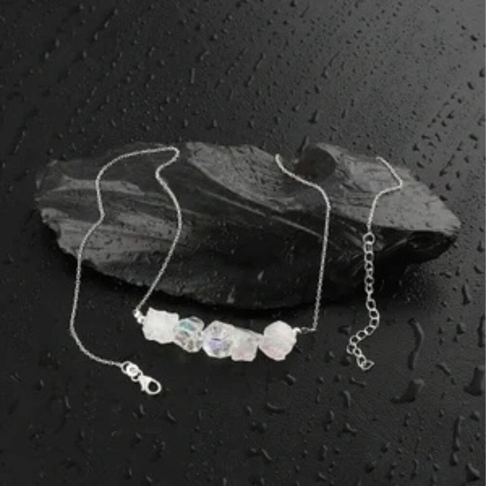 Angel Aura Quartz Sterling Silver Bar Necklace